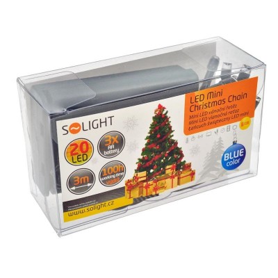 Solight LED vánoční řetěz, 3m, 20xLED, 3x AA, modré světlo, zelený kabel - foto č. 5