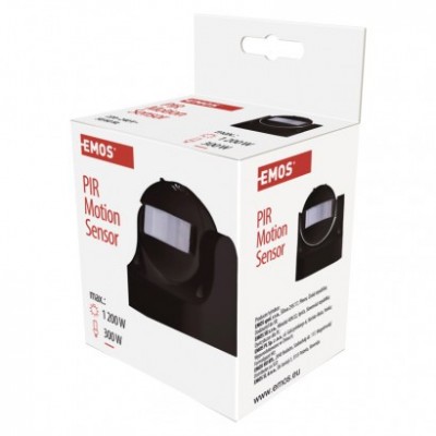 PIR senzor (pohybové čidlo) IP44 1200W, černý (1 ks) - foto č. 5