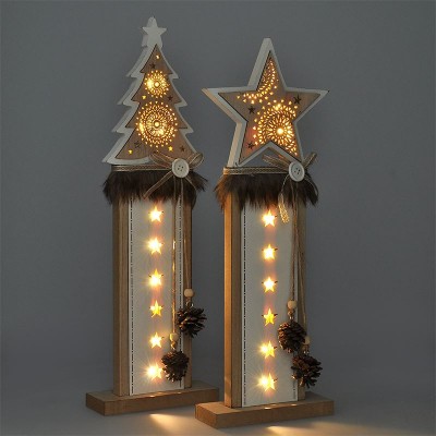 Solight vánoční LED dřevěná dekorace, hvězda, 2x AA - foto č. 5