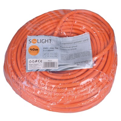 Solight prodlužovací přívod - spojka, 1 zásuvka, 40 m, 3 x 1,5mm2, oranžová - foto č. 2