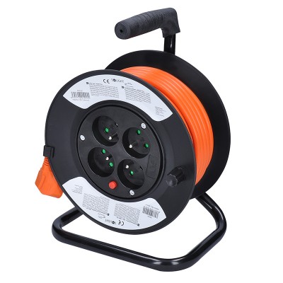 Solight prodlužovací přívod na bubnu, 4 zásuvky, 15m, oranžový kabel, 3x 1,5mm2 - foto č. 4