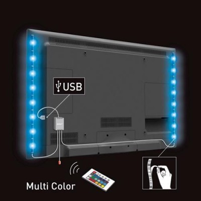 Solight LED RGB pásek pro TV, 2x 50cm, USB, vypínač, dálkový ovladač - foto č. 2