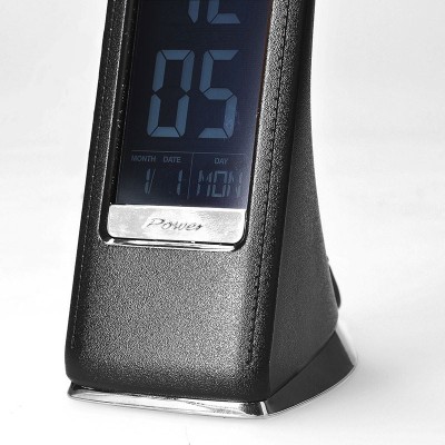 Solight LED stolní lampička s displayem, 6W, 4100K, kůže, černá - foto č. 6