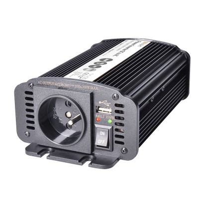 Solight invertor 12V, USB 500mA, kovový, černý, max. zatížení: 300W - foto č. 2