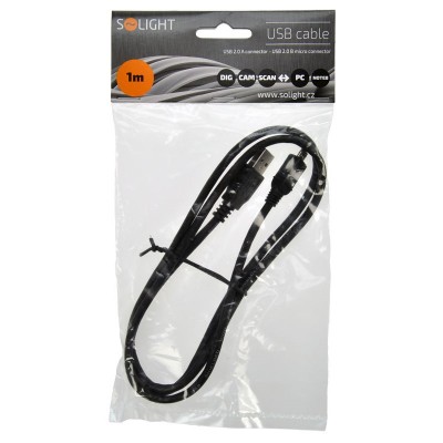 Solight USB kabel, USB 2.0 A konektor - USB B micro konektor, sáček, 1m - foto č. 2