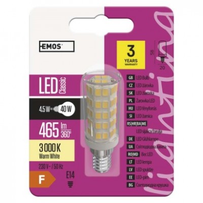 LED žárovka do digestoře Classic JC / E14 / 4,5 W (40 W) / 465 lm / teplá bílá (1 ks) - foto č. 2