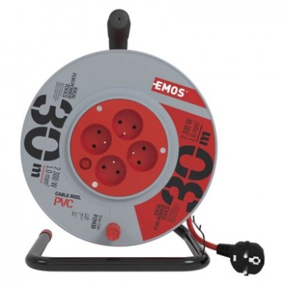 Prodlužovací kabel na bubnu 30 m / 4 zásuvky / červený / PVC / 230 V / 1 mm2 (1 ks) - foto č. 5