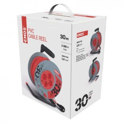 Prodlužovací kabel na bubnu 30 m / 4 zásuvky / červený / PVC / 230 V / 1 mm2 (1 ks) - foto č. 14