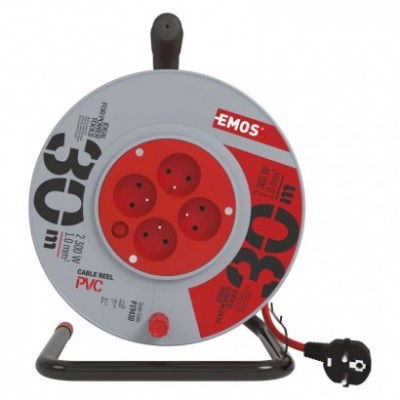 Prodlužovací kabel na bubnu 30 m / 4 zásuvky / červený / PVC / 230 V / 1 mm2 (1 ks) - foto č. 3