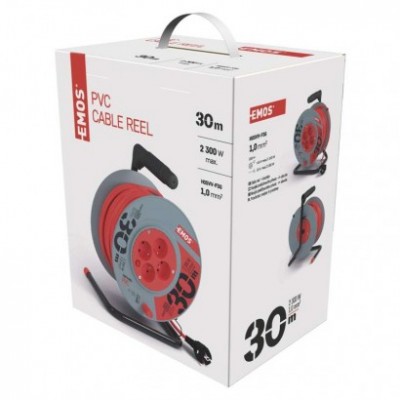 Prodlužovací kabel na bubnu 30 m / 4 zásuvky / červený / PVC / 230 V / 1 mm2 (1 ks) - foto č. 13