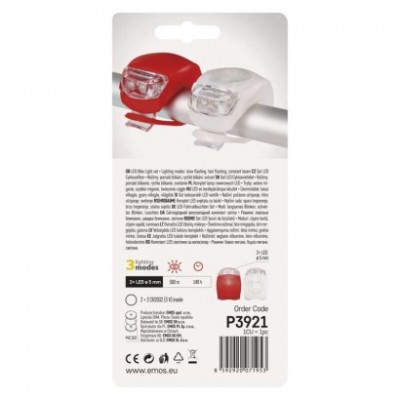 LED přední + zadní svítilna na kolo P3921 na 2× CR2032, 10 lm (1 ks) - foto č. 7
