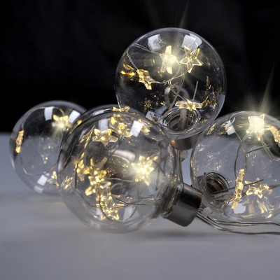 Solight sada LED vánočních koulí s hvězdami, vel. 8cm, 6ks, 30LED,časovač, tester, 3xAA - foto č. 2
