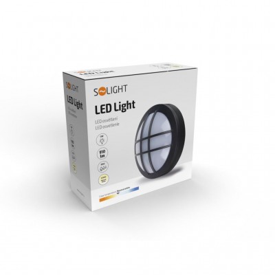 Solight LED venkovní osvětlení kulaté s mřížkou, 13W, 910lm, 4000K, IP65, 17cm, černá - foto č. 7