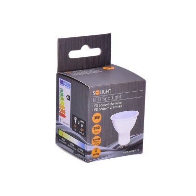 Solight LED žárovka, bodová , 3W, GU10, 3000K, 260lm, bílá - foto č. 2