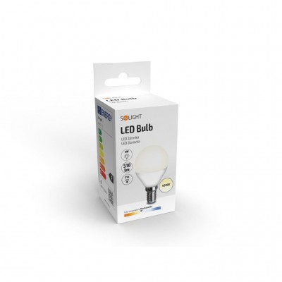 Solight LED žárovka, miniglobe, 6W, E14, 4000K, 510lm, bílé provedení - foto č. 2