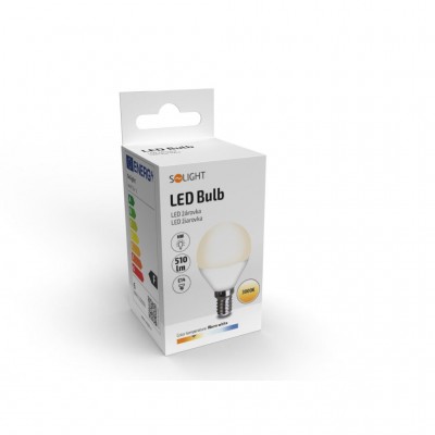 Solight LED žárovka, miniglobe, 6W, E14, 3000K, 510lm, bílé provedení - foto č. 2