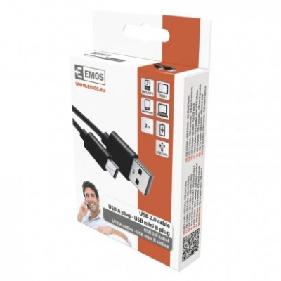Nabíjecí a datový kabel USB-A 2.0 / mini USB-B 2.0, 2 m, černý (1 ks) - foto č. 2
