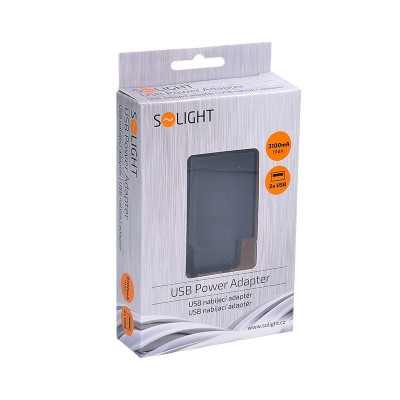 Solight USB nabíjecí adaptér, 2x USB, 3100mA max., AC 230V, černý - foto č. 4