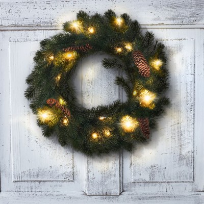 Solight vánoční věnec, průměr 40cm, 15x LED, IP44, 3x AA, časovač - foto č. 2