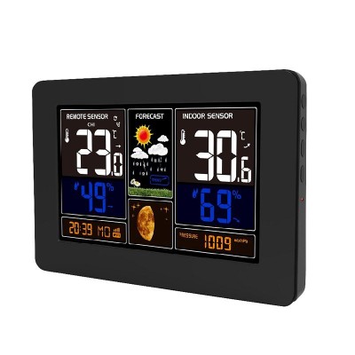 Solight meteostanice, aplikace Smart Life, extra velký barevný LCD, teplota, vlhkost, tlak, USB nabíjení, černá - foto č. 2