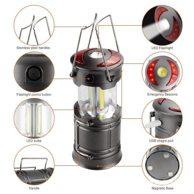Solight LED nabíjecí kempingové svítidlo s lucernou, 200lm, šedá - foto č. 4